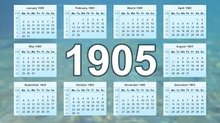 Calendar 1905 [upl. by Vanzant]