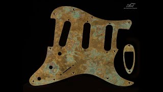 Stratocaster Pickguard Heavy Relic Brass Green Patina [upl. by Eanat490]