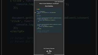 JavaScript Interview Question Event Bubbling javascriptinterview javascripttutorial javascript [upl. by Attekahs]