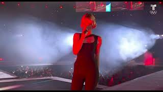 angele with kavinsky ft phoenix nightcall at paris olympics 2024 closing ceremony part 010 [upl. by Cordell]