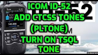 ICOM ID52 Set CTCSS pl tones Turn on Tone and tone Squelch [upl. by Aynatan]