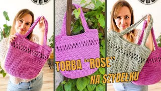 Torba na szydełku duża torebka shopper quotRosequot Crochet tote bag pattern [upl. by Galitea]