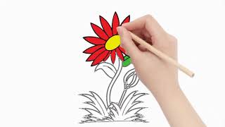 how to draw flower easy and simple drawing flower for kids [upl. by Lauter]