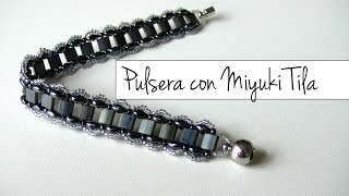 Abalorios Manualidades  Hacer Pulsera con Miyuki Tila [upl. by Aitrop355]