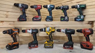 18V Hammer Drill Comparison 2022  Brushless Makita Dewalt Milwaukee Bosch Metabo Hikoki etc [upl. by Etram61]