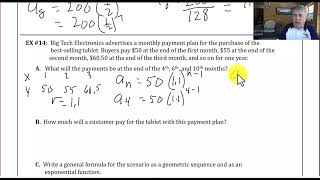 Lesson 22 B2  Geometric Sequences and Exponential Eqn Application Problems [upl. by Anola]