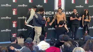 Fernando Vargas Jr Vs Brad Solomon intense weigh in and face off [upl. by Ybot]