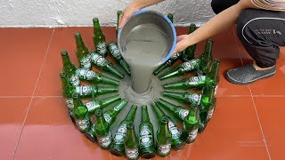 Creative Ways To Recycle Old Glass Bottle Make Coffee Table And Flower Pots Decorating Your Garden [upl. by Yllim]