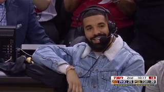 Drake Takes Over Raptors Broadcast And Puts On A Show [upl. by Nilknarf732]