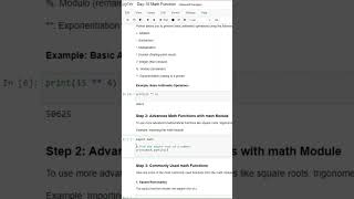 Math Module  100 Day of Python Programming  Day15 part 3 learnpython [upl. by Anelrad919]