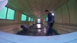 Laying the underfloor heating amp concrete floor on a boat [upl. by Abla]