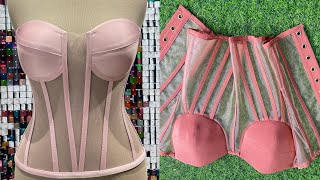 How to SEW a Dartless Transparent Cupped Corset [upl. by Agiaf]