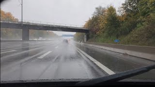 a drive in rain from Steinbach to Sulzbach Main Taunus zentrum shoppingmall over highway A66 [upl. by Nirad]