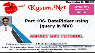 Part 106 DatePicker using jquery in MVC  ASPNET MVC WEB API BOOTSTRAP C [upl. by Lenoj]