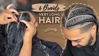 How to do 6 Men’s Braids on Very Long Hair  Not Your Average Straight Backs [upl. by Mil354]