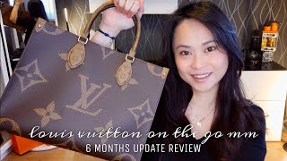 LOUIS VUITTON ON THE GO  MM Size Is it worth the price • Update Review 6 months 丨 Roma DC [upl. by Suilenrac130]