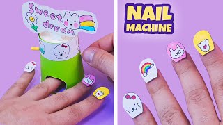 Cute Nail Machine from Paper Easy nails idea [upl. by Horgan847]