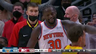 Julius Randle taunts Hawks crowd after no travel call [upl. by Casmey]