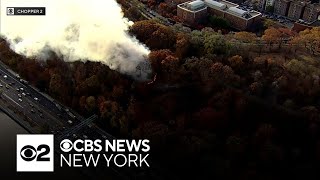 FDNY works to put out Washington Heights brush fire [upl. by Ariaec236]