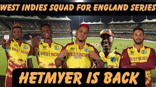 Breaking News Hetmyer Returns To West Indies Squad For England ODI Series West Indies vs England [upl. by Senhauser701]