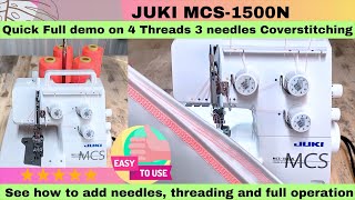 QUICK FULL THREADING OF JUKI MCS 1500N MACHINE WITH 4 THREAD SPOOLS AND 3 NEEDLES juki sewing [upl. by Atsirtal18]