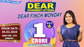 DEAR FINCH MONDAY DRAW TIME DEAR 8 PM ONWARDS DRAW DATE 05022024 NAGALAND STATE LOTTERIES [upl. by Ilek226]