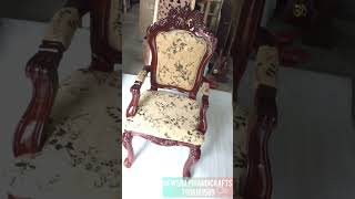 Wooden Royal Dining Chair  Back Comfort Seating Chair Hand Carved Armrest Chair for Home amp Office [upl. by Ellenoj968]