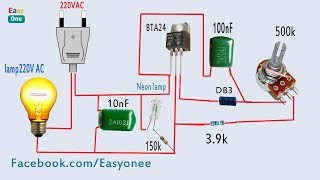 How To Make Light Dimmer Circuit 220V AC  using BTA24 Triac [upl. by Siegfried]