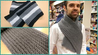 Sciarpa classica alluncinetto Tutorial sciarpa da uomo How to crochet a Scarf [upl. by Suravart]