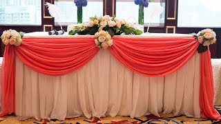 How To Swag Table and decorate with flowers  Table Cloth Decoration  Tutorial [upl. by Herbie799]