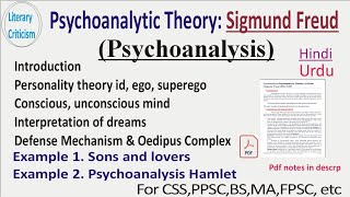 Psychoanalysis Sigmund Freud Freud Psychoanalytic theory Literary Criticism Hindi amp Urdu [upl. by Silevi]