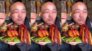 ASMR MUKBANG eating show roasted pork fish sauce meatball rice vegetable shrimp yummy [upl. by Ardnala]