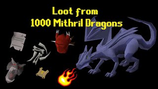 Loot from 1000 Mithril Dragons OSRS [upl. by Anertak]