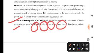 PRAGMATISM AND AIMS OF EDUCATION BG 1ST SEMESTER EDUCATION [upl. by Buckley355]