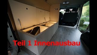 Camper Ausbau Folge 5  Teil 1 Innenausbau Bett Stauraum Beleuchtung [upl. by Nirehtac53]