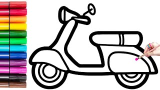 How to Draw Easy Vespa Easy Vespa DrawingPainting and Coloring for Kids amp Toddlers [upl. by Schmidt]