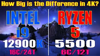 RYZEN 5 5500 vs INTEL i9 12900K  How Big is the Difference in 4K [upl. by Dnomad]