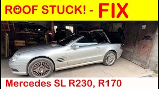 Mercedes R230 SL55 roof stuck  how to fixtips on avoiding problems Error B1263001 [upl. by Arracot]