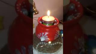 small pot painting ideas for diwali decorationcandel holder making using pot [upl. by Nyer]