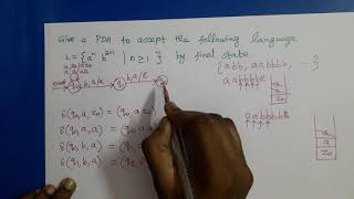 Theory of Computation PDA Example an b2n [upl. by Seys]