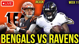 CINCINNATI BENGALS VS BALTIMORE RAVENS LIVE STREAM 2023 NFL WEEK 11 WATCH REACTIONS SCORES TNF [upl. by Dde669]