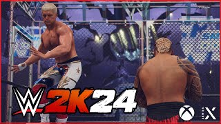 WWE 2K24 Smackdown Solo Sikoa vs Cody Rhodes C Undisputed Championship Steel Cage Ai Full Match [upl. by Madoc]