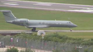 Gulfstream G550 takeoff at Hamburg Airport [upl. by Eekram]