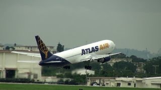 Atlas Air N641GT Boeing 76738EER Kadena Airbase takeoff [upl. by Remmos]