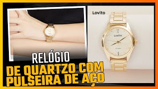 LOVITO RELÓGIO DE QUARTZO COM PULSEIRA DE AÇO INOXIDÁVEL LISO LL4025 DOURADO [upl. by Lienahs]