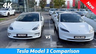 New Tesla Model 3 Highland 2024 vs Tesla Model 3 Refresh 2021 Comparison side by side [upl. by Ahsened55]