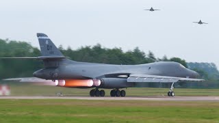 FULL POWER B1 bombers launch flypast and recover from a European mission 🔥 [upl. by Orutra534]