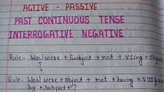 Active Se Passive voice past continuous Tense Inetrrogative Negative Sentence With Example [upl. by Jemmie]