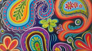 Bohemian Paisley Acrylic Painting Tutorial LIVE Step by Step Whimisical BOHO Art [upl. by Marlea]