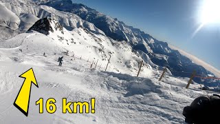 Longest BLACK RUN the World SARENNE Alpe DHuez Skiing [upl. by Akimyt831]